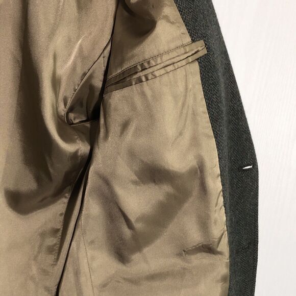 Pendleton Blazer Mens 46 Gray Virgin Wool Herringbone Tweed Sport Coat Vintage - Picture 8 of 15